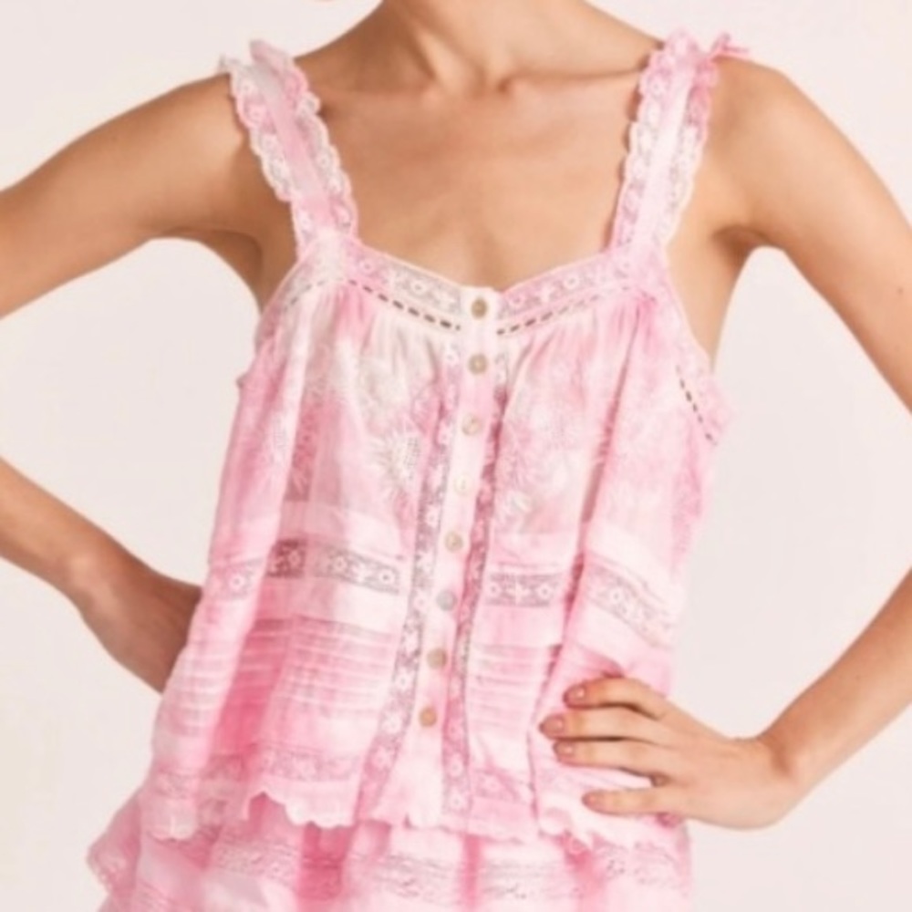 Love shack fancy Sully Top (pink/white)